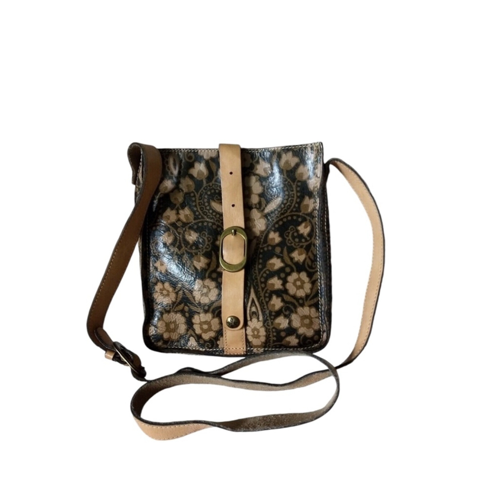 Patricia Nash Venezia Brown and Tan Leather Crossbody Pouch - Discontinued